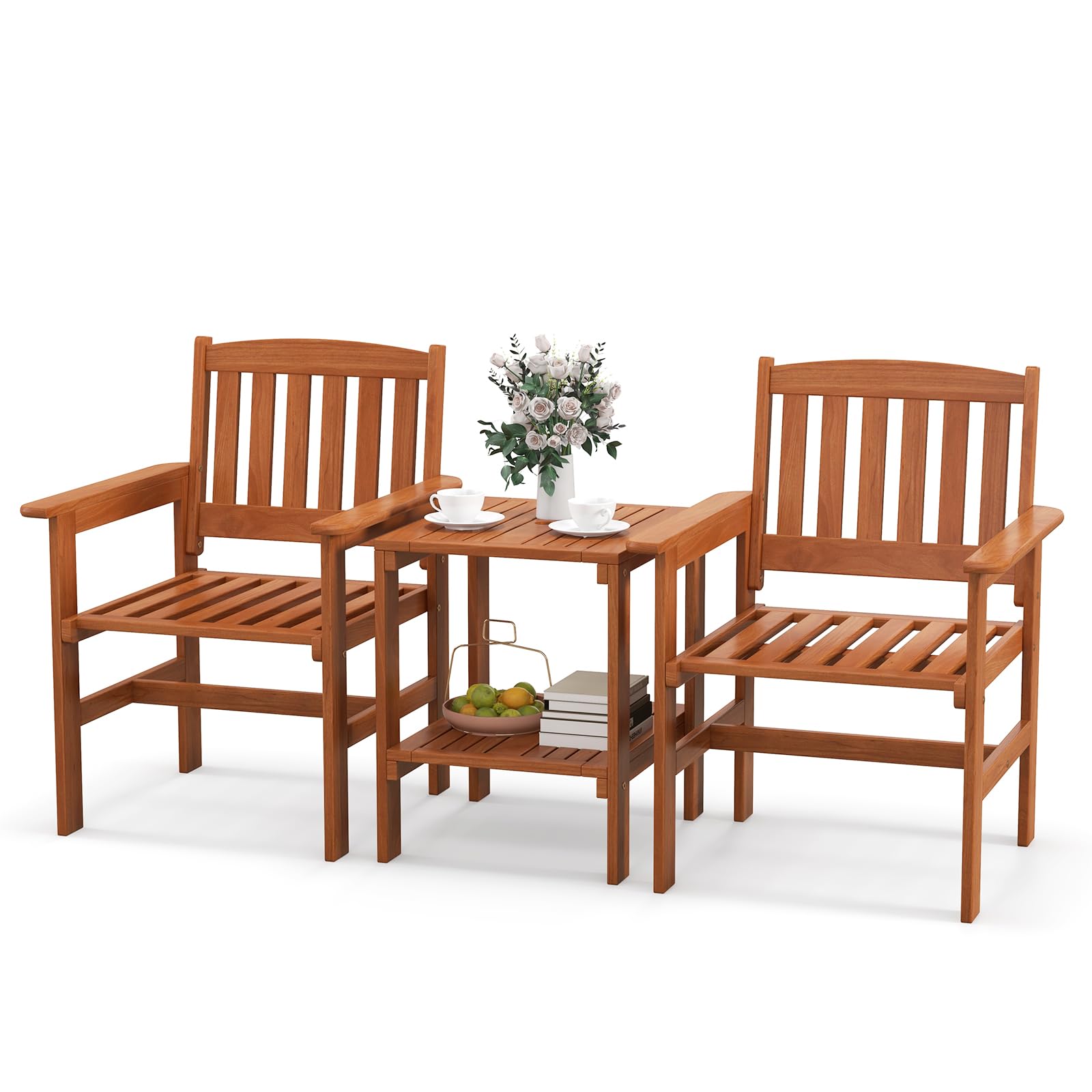 Tangkula Ensemble de conversation 3 pièces pour patio, jardin, piscine, cour arrière, balcon, porche